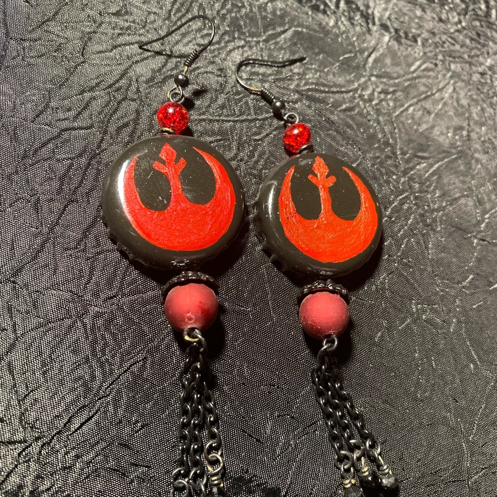 Star Wars inspired rebel bottle cap art earrings